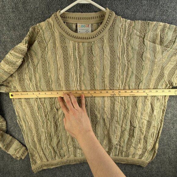 COOGI Australia Lightweight Beige OVERSIZED Sweater Knit Abstract Medium Women - Picture 5 of 16